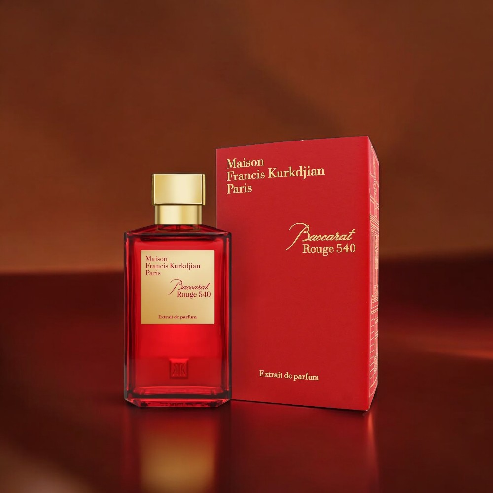 Close-up of the Baccarat Rouge 540 Extrait de Parfum bottle by Maison Francis Kurkdjian
