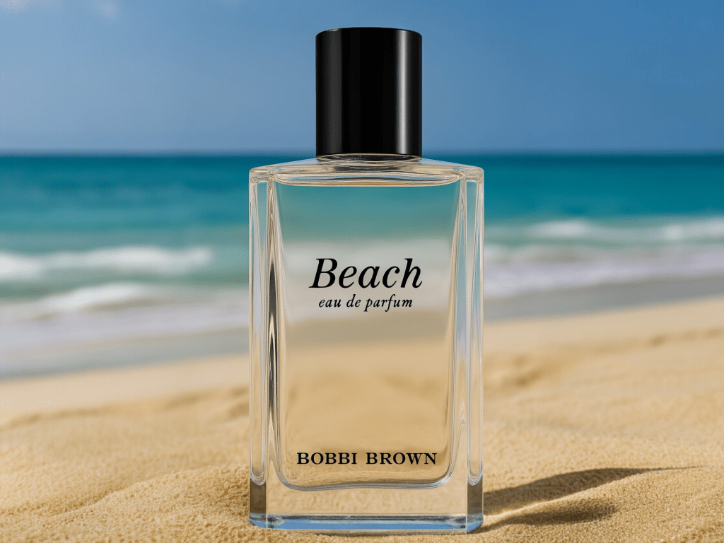 Beach Walk perfume bottle on sea shore